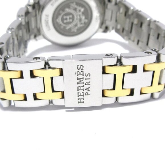 Auth HERMES Clipper Nacre CP1.221 3****** Rose Gold Silver Women's Wrist Watch - Picture 5 of 12